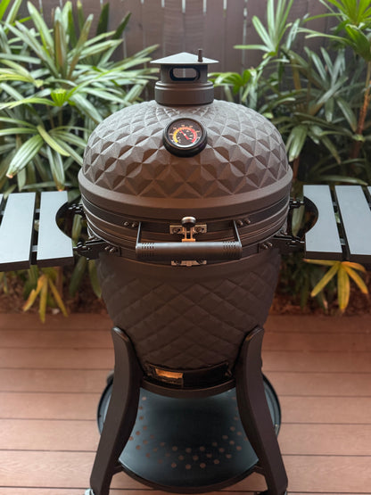FYR Republic 22" Kamado Grill – Premium Ceramic BBQ Smoker (Matte Black)